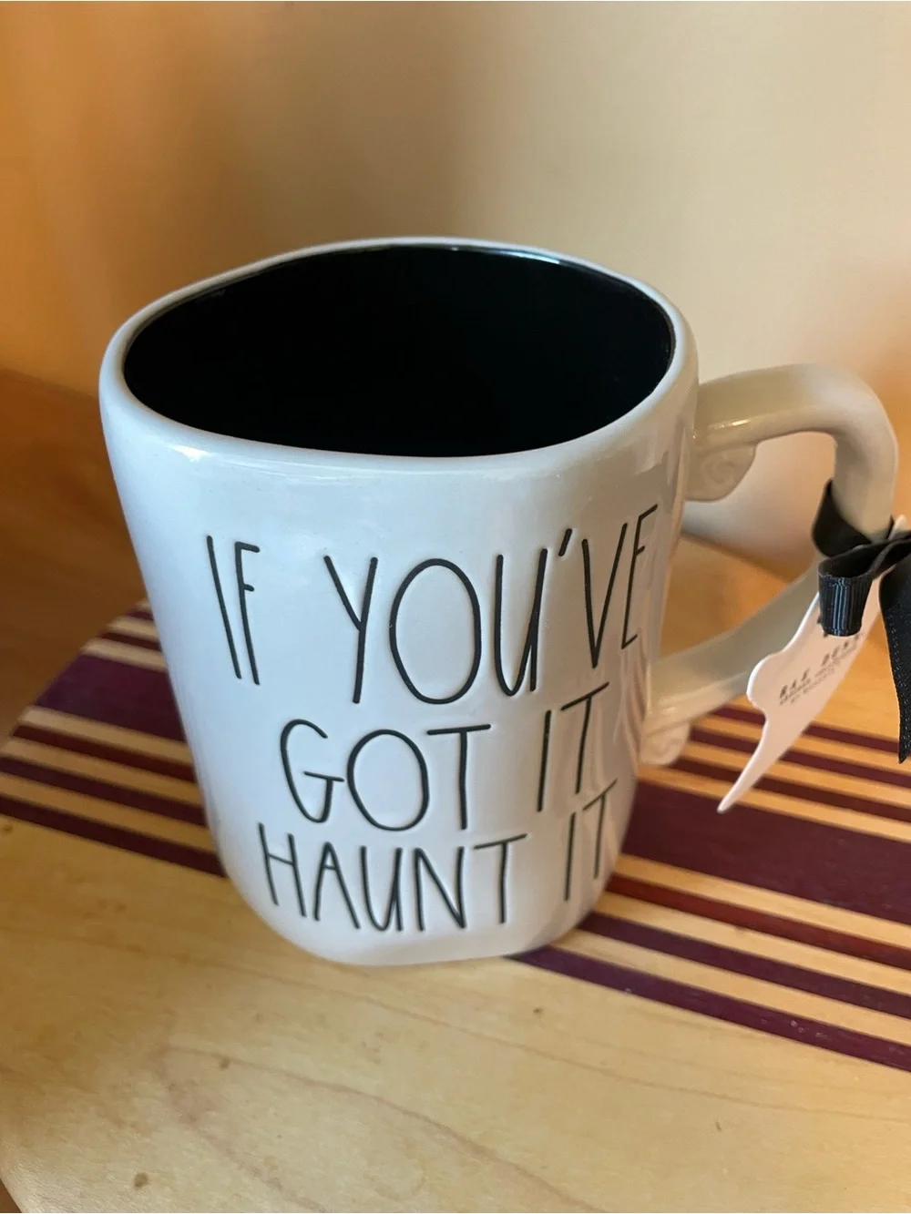 Rae Dunn White Mug with Black Lettering - 'If You've Got It Haunt It'